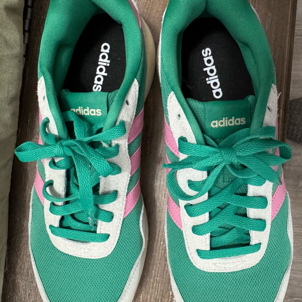 Adidas Women's Green and Pink Sneakers